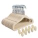 Finnhomy Antislip kleerhanger voor baby en kinderen, verpakking van 30 fluwelen hangers met 10 vingerclips, beige