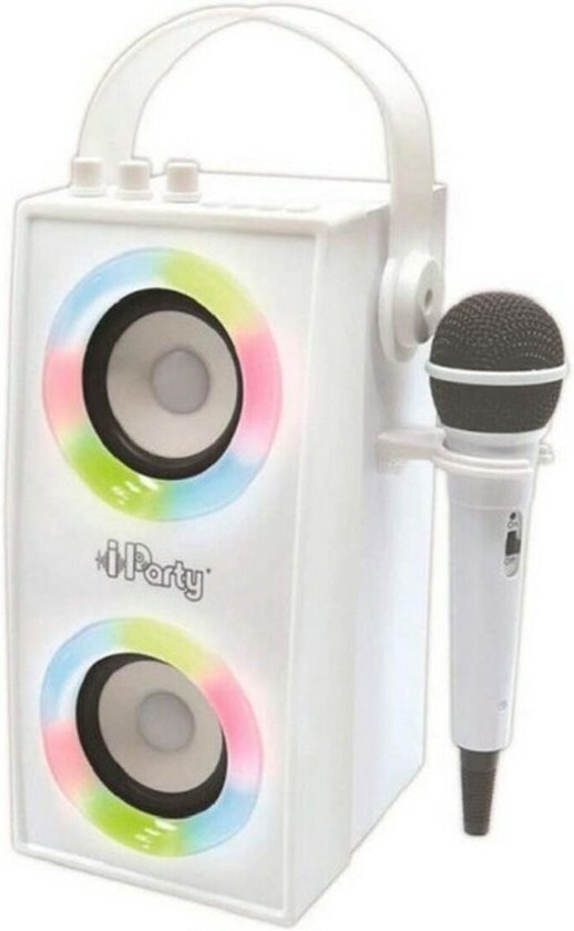 Lexibook Iparty® witte draagbare Bluetooth®-luidspreker met microfoon en geweldige lichteffecten