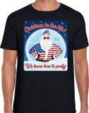 Bellatio Decorations Fout Amerika Kerst t-shirt / shirt - Christmas in USA we know how to party - zwart voor heren - kerstkleding / kerst outfit XXL