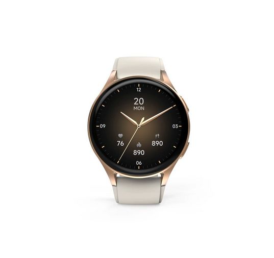 Hama Smartwatch 8900 - Goud - AMOLED - GPS - Bluetooth - 36mm - Wit Bandje