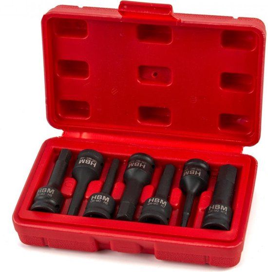 HBM Lemato 7 Delige Lange Inbus Krachtdoppenset met 3/8" Opname