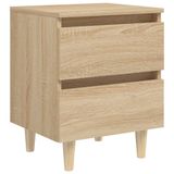 VidaXL Nachtkastje met houten poten 40x35x50 cm sonoma eikenkleurig
