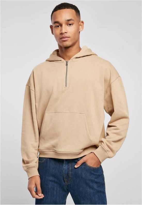 Urban Classics Boxy Zip Hoodie - Beige - XXL
