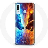 Maniacase Hoesje voor Samsung Galaxy A20e Wolf van vuur en ijs