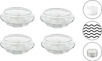 EDZARD set van 4 drijvende theelichthouders Iris, handgeblazen glas, diameter 8 cm, hoogte 4 cm