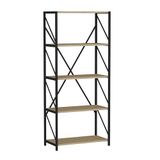 WELL HOME MOBILIARIO & DECORACIÓN Decoratieve boekenkast voor woonkamer of ontvangstruimte, melamine gecoate spaanplaat, in eikenkleur saffier, 150 x 64,2 x 30 cm