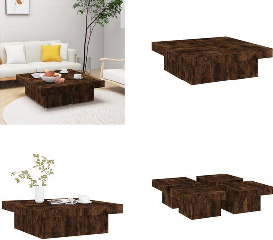 VidaXL Salontafel 90x90x28 cm Gerookt Eiken