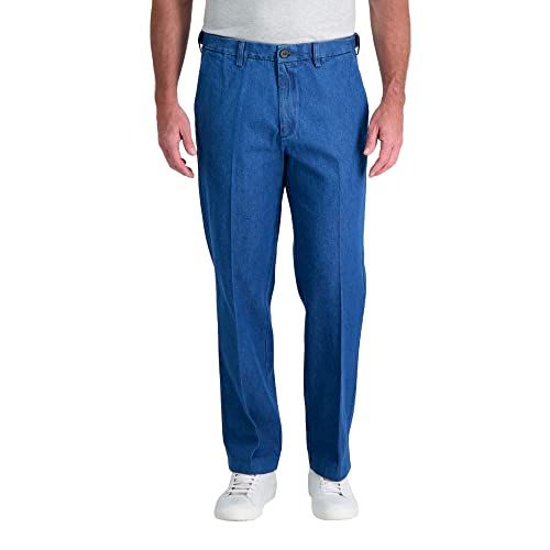 Haggar Men's Casual Pants, Light Stone Wash, 38W x 29L