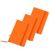 Carnet à couverture rigide et élastique - Lot de 3 pièces - orange - 9 x 14 cm - 100 pages blanches