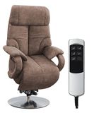 CAVADORE TV-stoel Istanbul/televisiestoel met opstahulp & elektrisch verstelbare relaxfunctie / 2 E-motoren / 80 x 115 x 79 / lederlook: lichtbruin