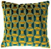 Riva Home Kekke Kussens - Kussenhoes Empire - Blauw/Goud - Velvet Jacquard - 45x45 cm