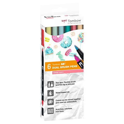 Tombow ABT Dual Brush Pen - Snoepkleuren - 6 stuks