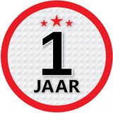 Bellatio Decorations 1 jaar leeftijd sticker - rond - Dia 15 cm - 1 jaar verjaardag - jubileum - leeftijd versiering