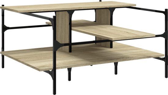 vidaXL Salontafel - 100x100x48,5 cm - Bewerkt Hout - Sonoma Eikenkleurig