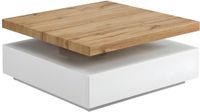 Vente-unique Salontafel KYRIA - 1 lade & draaiblad - MDF - Kleur: Wit & eik