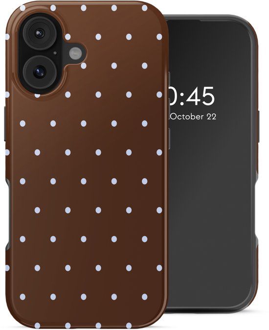 Selencia Hoesje - Geschikt voor Apple iPhone 17 - Backcover geschikt voor MagSafe - Happy Dots Chocolate