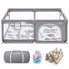 Lucellia Boîte de jeu pour bébé - Boîte de jeu et boîte d'exploration - Avec tapis de jeu double face et balles - Sac de transport - Gris clair - 160x120x66 cm