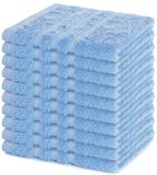 Lavea® Set van 10 Washandjes 30x30 cm | 100% Katoen | Zachte & Absorberende Gastendoekjes | Gezicht, Baby, Make-up, Reizen - Dolfijnblauw