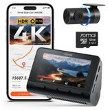 Dashcam auto arrière 4K - Dashcam double 3 pouces - Vision nocturne - Carte SD 128 Go - Noir