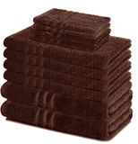 Merkloos / Sans marque Lavea® 10-delige Badhanddoekenset – 100% Katoenen Badstof – Koffiebruin