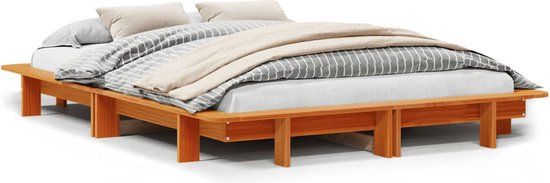 vidaXL Bedframe - Massief Grenenhout - Wasbruin - 120x200cm