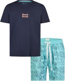 Phil & Co. Berlin Phil & Co Heren Shortama Korte Pyjama Set Blauw Gebloemd - Maat XL