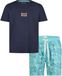 Phil & Co. Berlin Phil & Co Heren Shortama Korte Pyjama Set Blauw Gebloemd - Maat XL