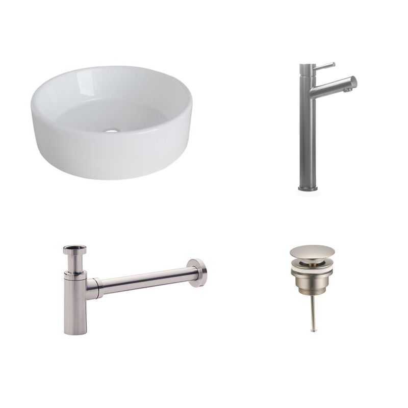 Badkamerplanet Keramische Waskomset Viola RVS Opbouwkraan 38,5x38,5x12 cm