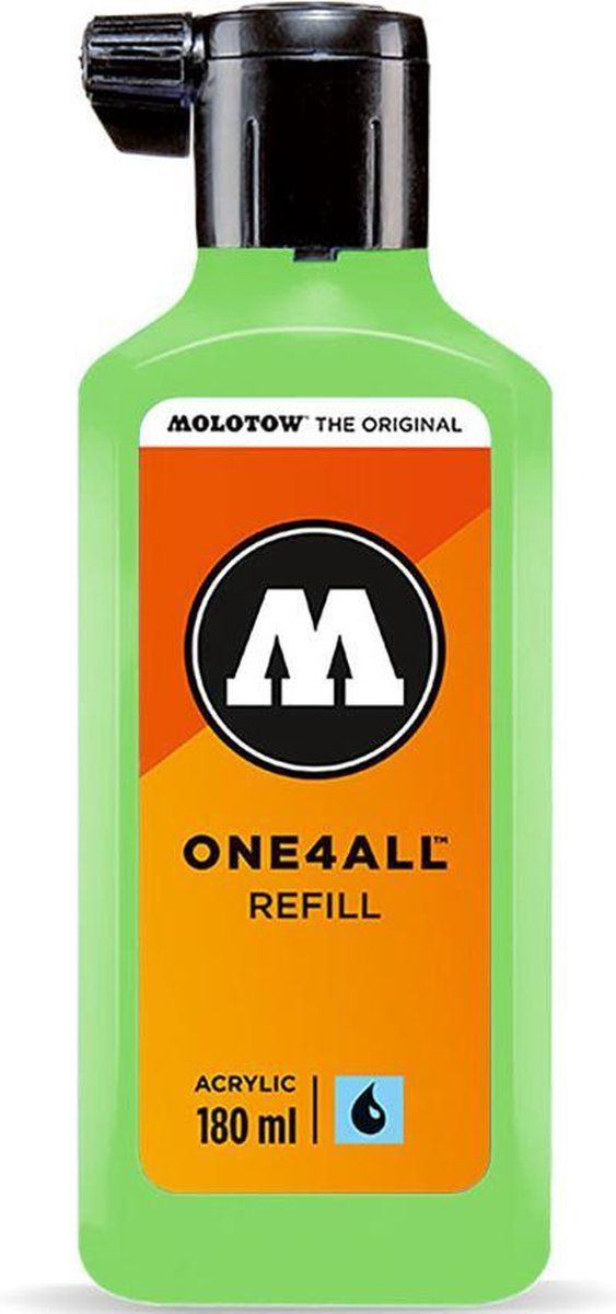 Molotow ONE4ALL™ - 180ml Fluoriserend Groene navul Inkt op acrylbasis