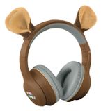 KIDYWOLF KIDYEARS Casque enfant Ours – 85dB, Bluetooth & Jack, Pliable, Oreillettes magnétiques, 4+