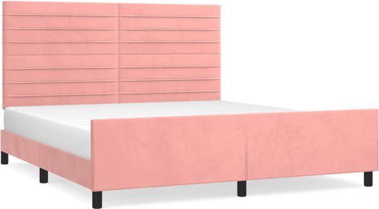 vidaXL Bedframe met hoofdeinde fluweel roze 160x200 cm