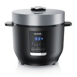 Arendo Cuiseur à riz électrique de voyage, 2 litres, 350W, 5 programmes de cuisson, minuterie, fonction de maintien au chaud, sans BPA, avec gobelet doseur et cuillère à riz, noir/argent