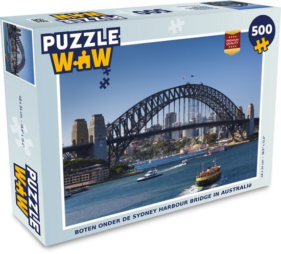 MuchoWow Puzzel Boten onder de Sydney Harbour Bridge in Australië - Legpuzzel - Puzzel 500 stukjes - Sinterklaas cadeautjes - Sinterklaas voor grote kinderen