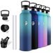 Grsta Thermosfles, 1 liter, BPA-vrij, sportfles met rietje, lekvrij, roestvrijstalen waterfles, houdt 12 uur warm / 24 uur koud, voor camping, yoga