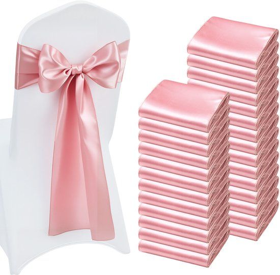 VEVOR Satijnen Stoelriemen met Strikken, 100 Stuks, Roségoud
