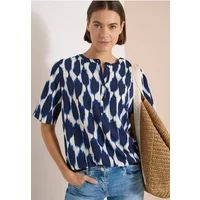 Cecil Blouse met korte mouwen, ronde hals en print, Urban Dark Blue, XL