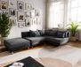 DELIFE Zwart Clovis canapé d'angle avec pouf ottomane droite canapé d'angle modulaire