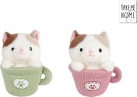 Take Me Home pluche kat knuffel mok 18cm speelgoed cadeau.