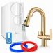 Ari Système de filtration d'eau à osmose inverse Ari 800 GPD avec un robinet de cuisine à trois voies, un robinet mélangeur à deux poignées, pivotant à 360 degrés, sans réservoir, laiton, or brossé