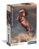 Clementoni -35595-Puzzle 500 HQC Cheval ROUGE Sauvage Boîte Compacte
