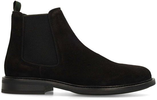 Manfield - Heren - Zwarte suède chelsea boots - Maat 45