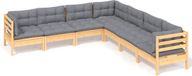 vidaXL 7-delige Loungeset met grijze kussens grenenhout - Brun et gris