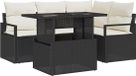 vidaXL Tuinset met sofa en kussens, 5-delig, zwart en crème, van polyrotan