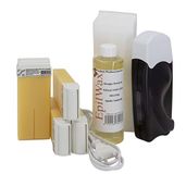 Epilwax Complete waxset voor ontharing met was, incl. 4 roll-on patronen van witte was, patroonwarmer, 100 strips en wasolie