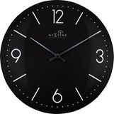 NeXtime Atoomklok zwart - 35cm- Radiogestuurd - Wandklok - Koepelvormig glas