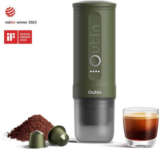 OutIn Nano Draagbare Elektrische Espressomachine - Forest Green - 12 Volt