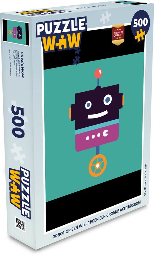 MuchoWow Puzzel Robot - Wiel - Paars - Groen - Legpuzzel - Puzzel 500 stukjes - Sinterklaas cadeautjes - Sinterklaas voor grote kinderen