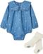 Vertbaudet Set babyromper met maillot stone
