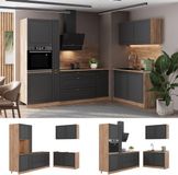 Vicco Keuken Fame-Line, Anthrazit-Gold Landhaus/Goudkleurig Eiken, 220 x 120 cm zonder werkblad