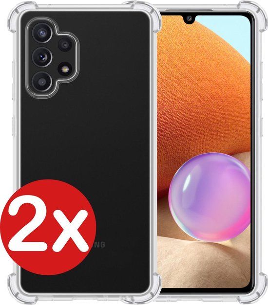 BTH Hoesje voor Samsung Galaxy A32 4G - Siliconen Shock Proof - Transparant - 2 stuks